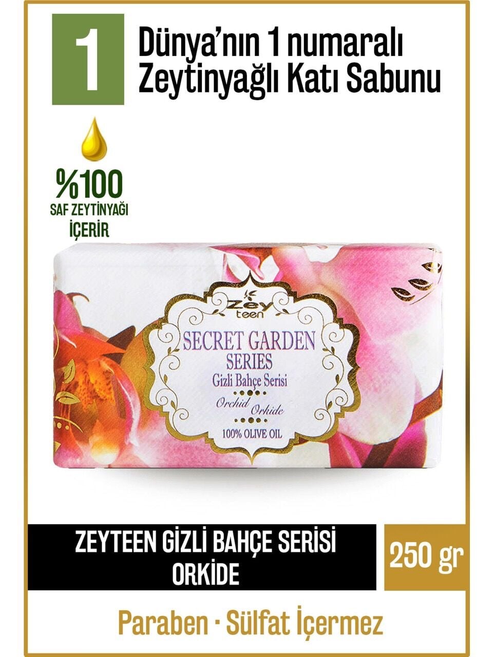 Olivos Doğal Gizli Bahçe Seri Orkide Ve Zeytinyağlı Katı Sabun Orkideli Zeytinyağı El Sabunu 250 gr