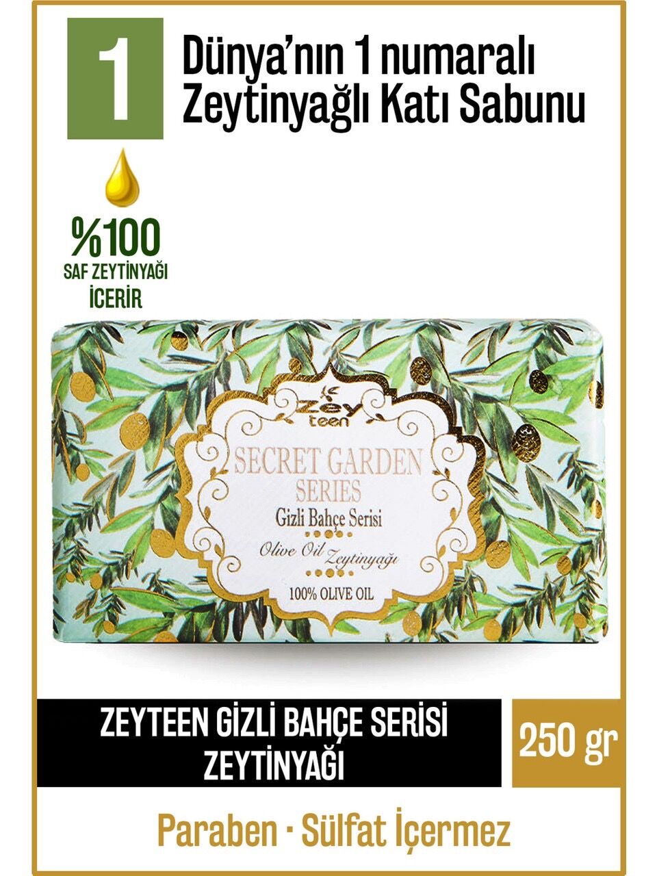 Olivos Doğal Gizli Bahçe Klasik Zeytinyağlı Katı Sabun Zeytinyağı El Sabunu Nemlendirici 250 gr